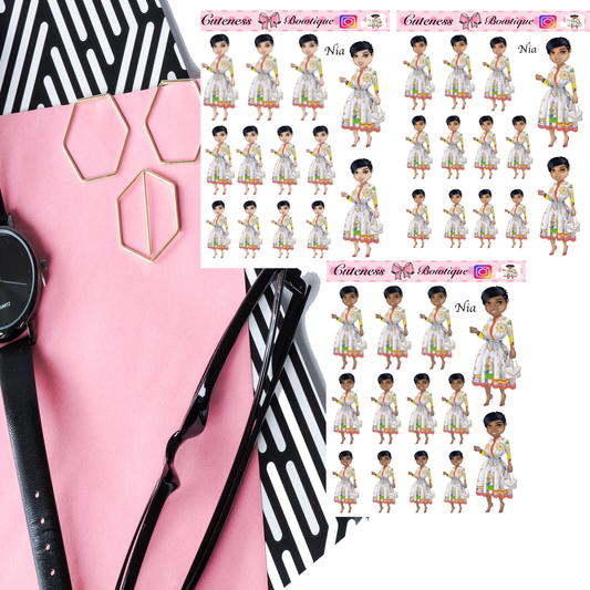 The Cuteness Cuteness Bow Peeps Collection Sticker Sheet | Cuteness Planner Stickers for Agendas, Planners, Notebooks, Dividers | Nia