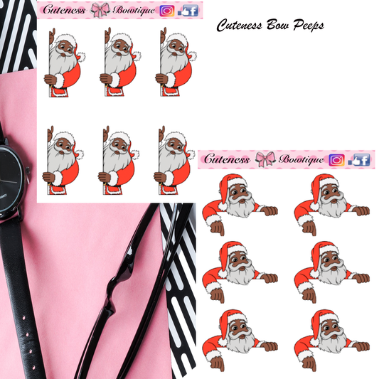 The Cuteness Bow peeps Mini Doll Collection Sticker Sheet | Cuteness Planner Stickers for Agendas, Planners, Notebooks, Dividers | PEEKING SANTA