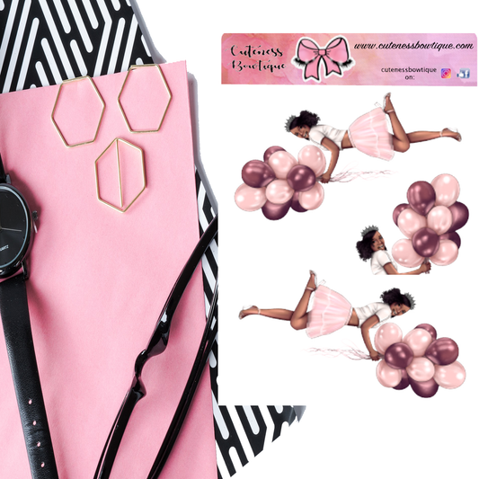 The Cuteness Doll Collection Sticker Sheet | Cuteness Planner Stickers for Agendas, Planners, Notebooks, Dividers | PINK BDAY GIRL