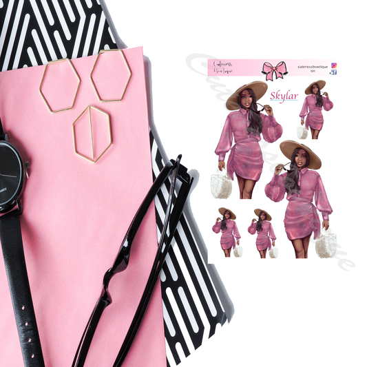 SKYLAR |The Cuteness Doll Collection Sticker Sheet | Cuteness Planner Stickers for Agendas, Planners, Notebooks, Dividers