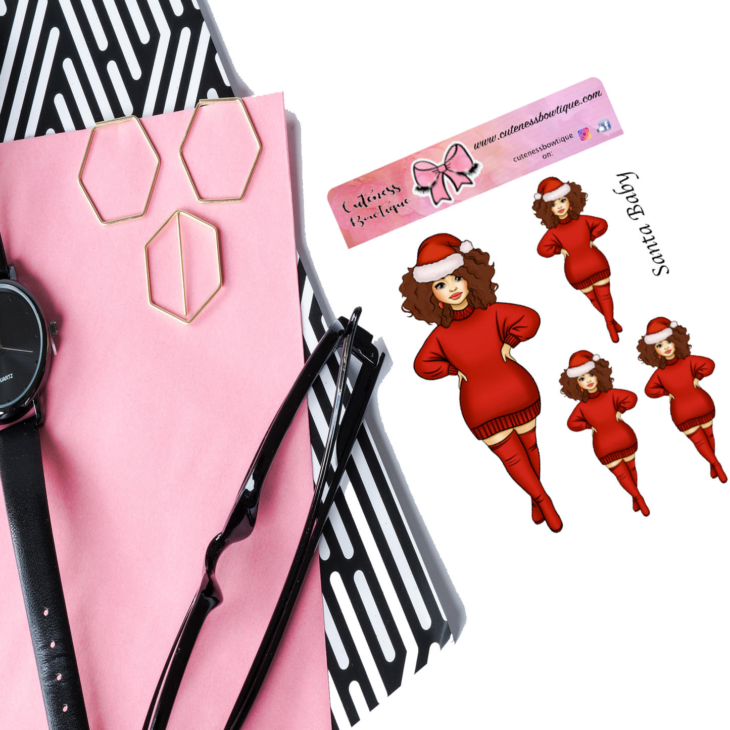 The Cuteness Doll Collection Sticker Sheet | Cuteness Planner Stickers for Agendas, Planners, Notebooks, Dividers | SANTA BABY