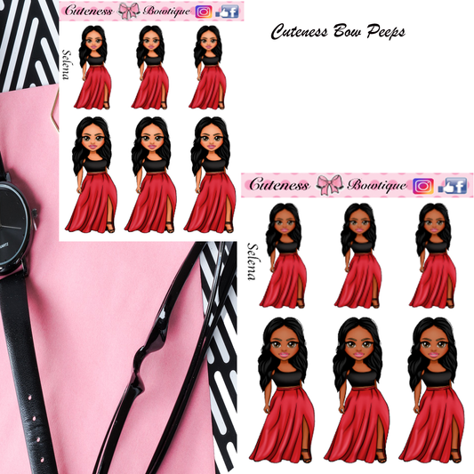 The Cuteness Bow peeps Mini Doll Collection Sticker Sheet | Cuteness Planner Stickers for Agendas, Planners, Notebooks, Dividers | SELENA