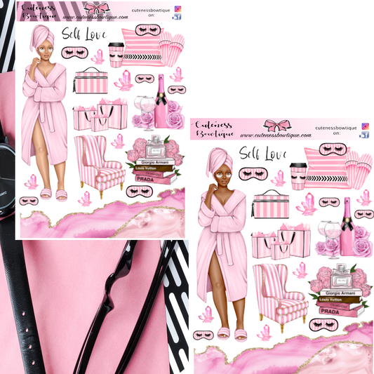 The Cuteness Journaling Sticker Sheet | Cuteness Planner Stickers for Agendas, Planners, Notebooks, Dividers | SELF LOVE