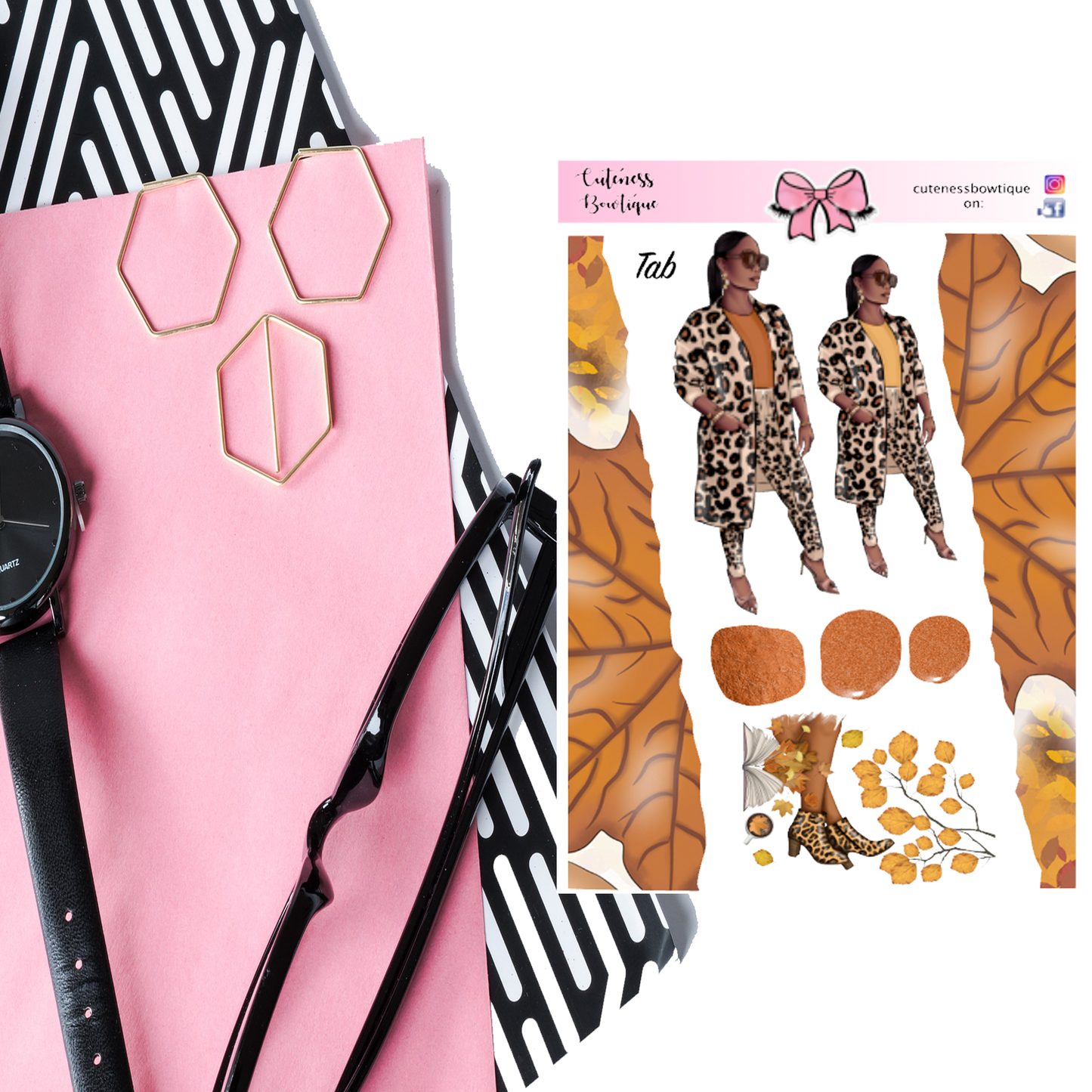 The Cuteness Journaling Sticker Sheet | Cuteness Planner Stickers for Agendas, Planners, Notebooks, Dividers | TAB