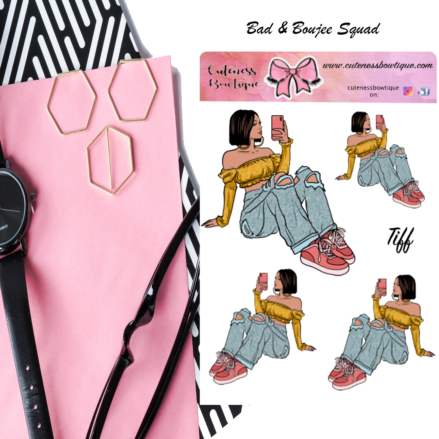 The BAD & BOUJEE Sticker Sheet | Cuteness Planner Stickers for Agendas, Planners, Notebooks, Dividers | TIFF