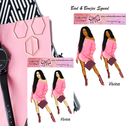 The BAD & BOUJEE Sticker Sheet | Cuteness Planner Stickers for Agendas, Planners, Notebooks, Dividers | VIVICA