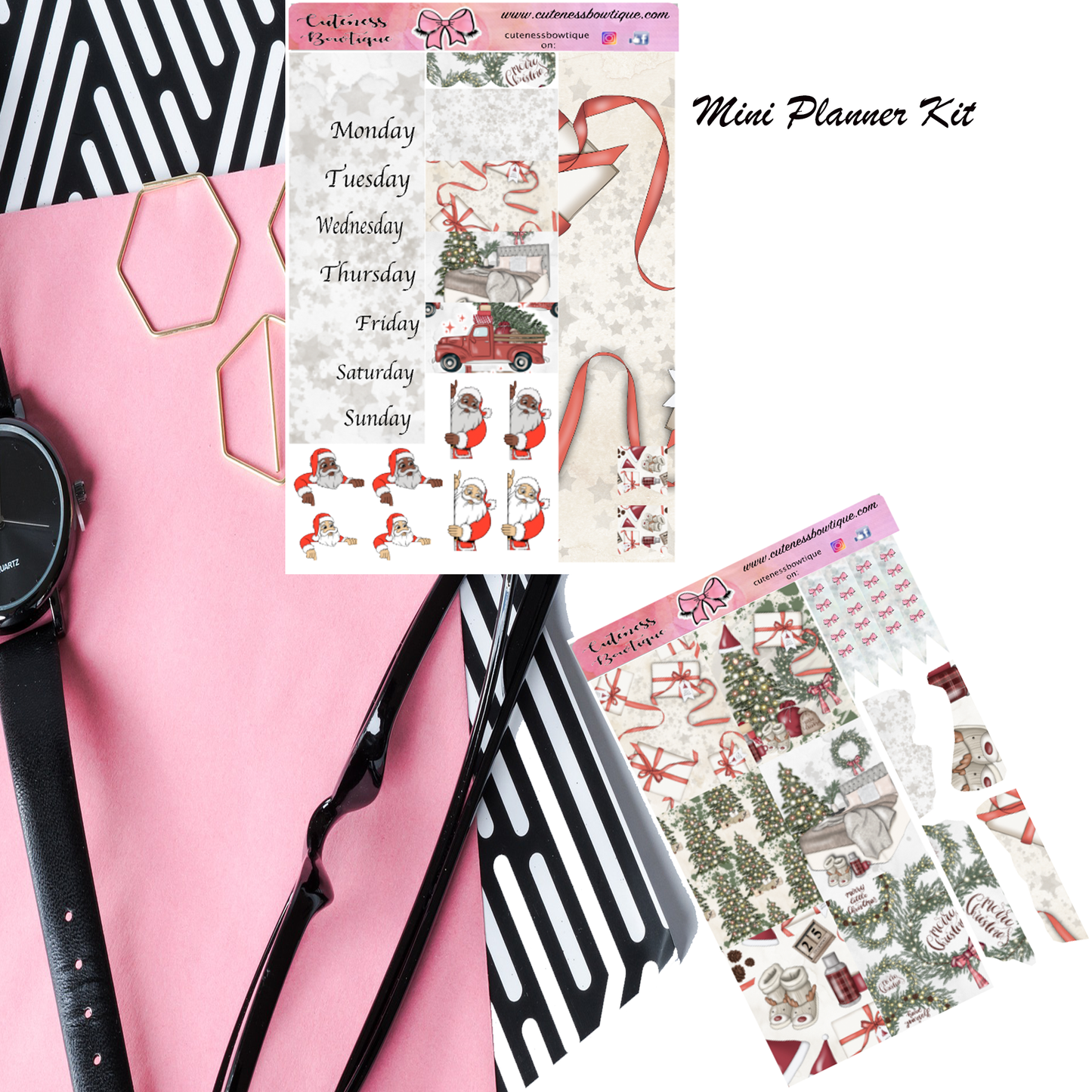 The  Cuteness KITS I Collection Sticker Sheet | Cuteness Planner Stickers for Agendas, Planners, Notebooks, Dividers | XMAS DELIGHT