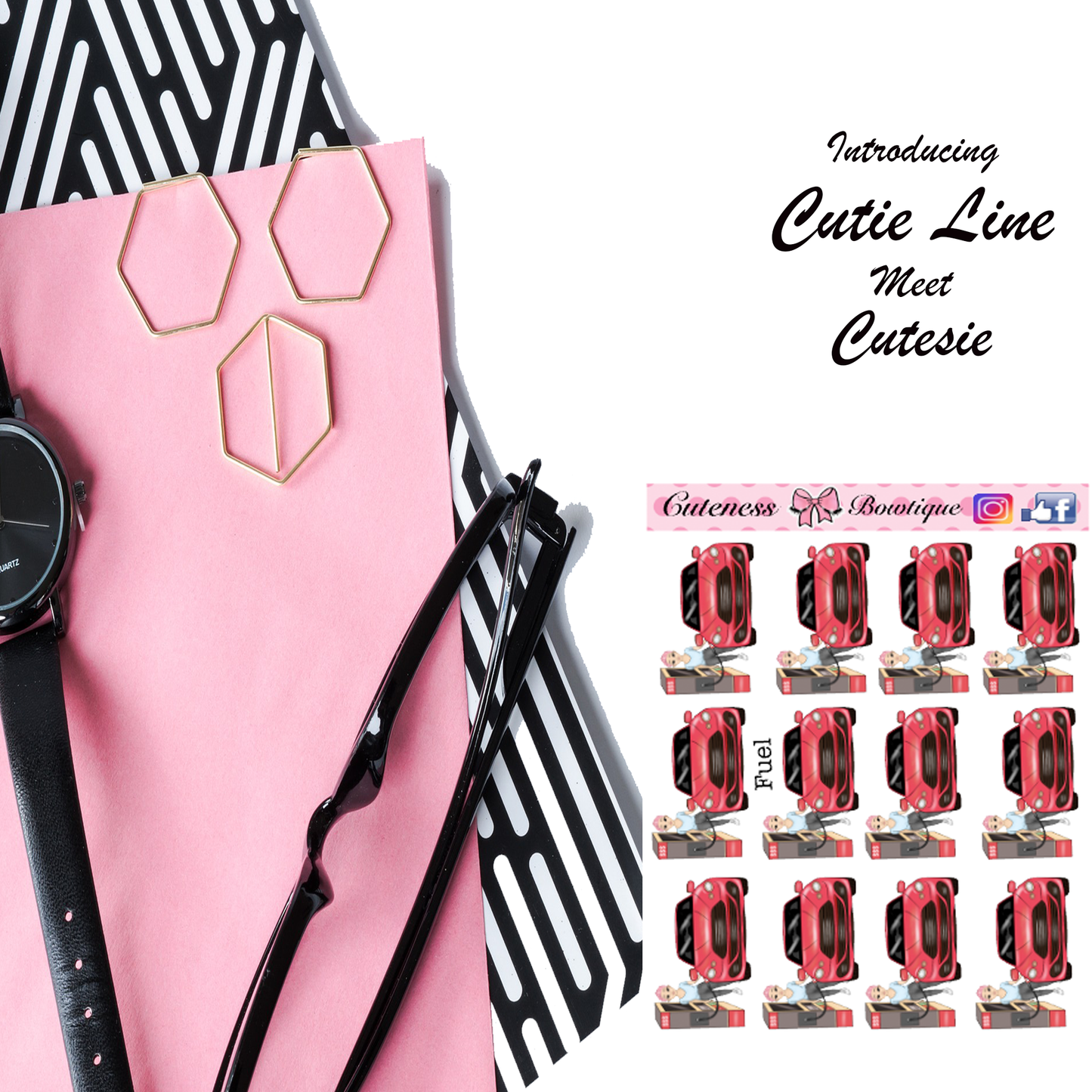 The Cutie Line Icon Sticker Sheet | Cuteness Planner Stickers for Agendas, Planners, Notebooks, Dividers | CUTESIE FUELS