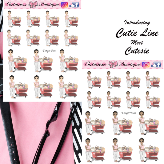 The Cutie Line Icon Sticker Sheet | Cuteness Planner Stickers for Agendas, Planners, Notebooks, Dividers | CUTESIE TARGET RUN
