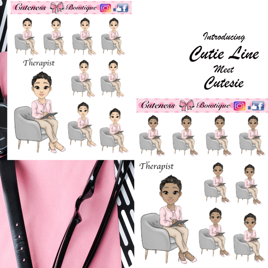 The Cutie Line Icon Sticker Sheet | Cuteness Planner Stickers for Agendas, Planners, Notebooks, Dividers | THERAPIST