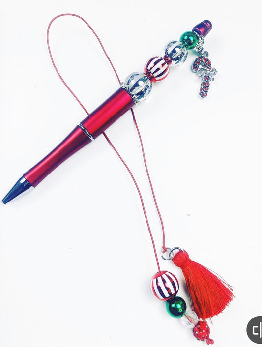 Christmas Pen with Candy Cane bling charm