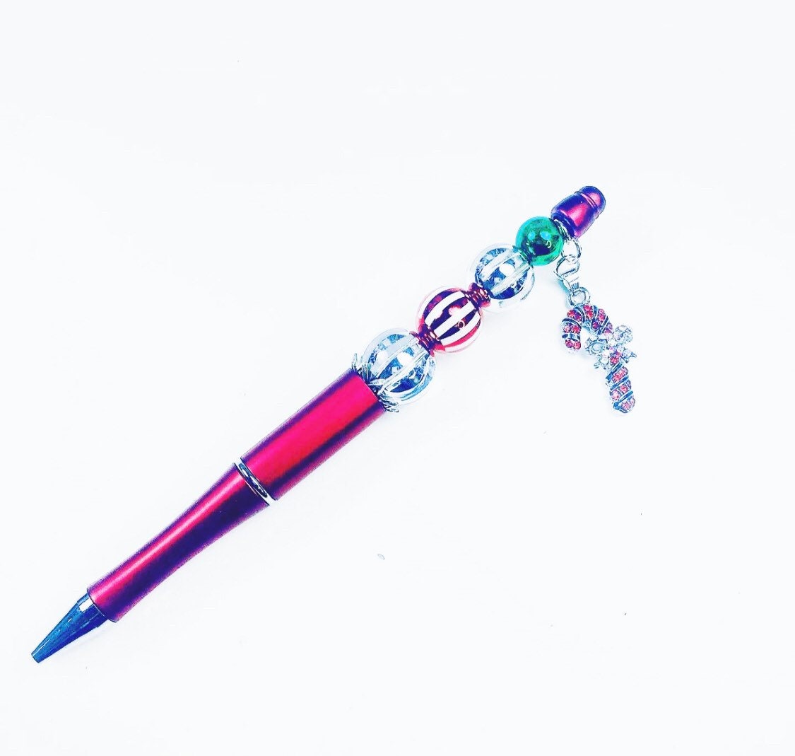 Christmas Pen with Candy Cane bling charm