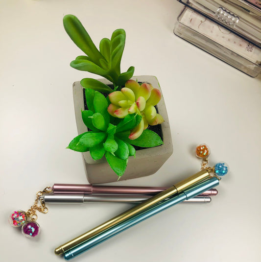 Metallic Confetti Ball Pens