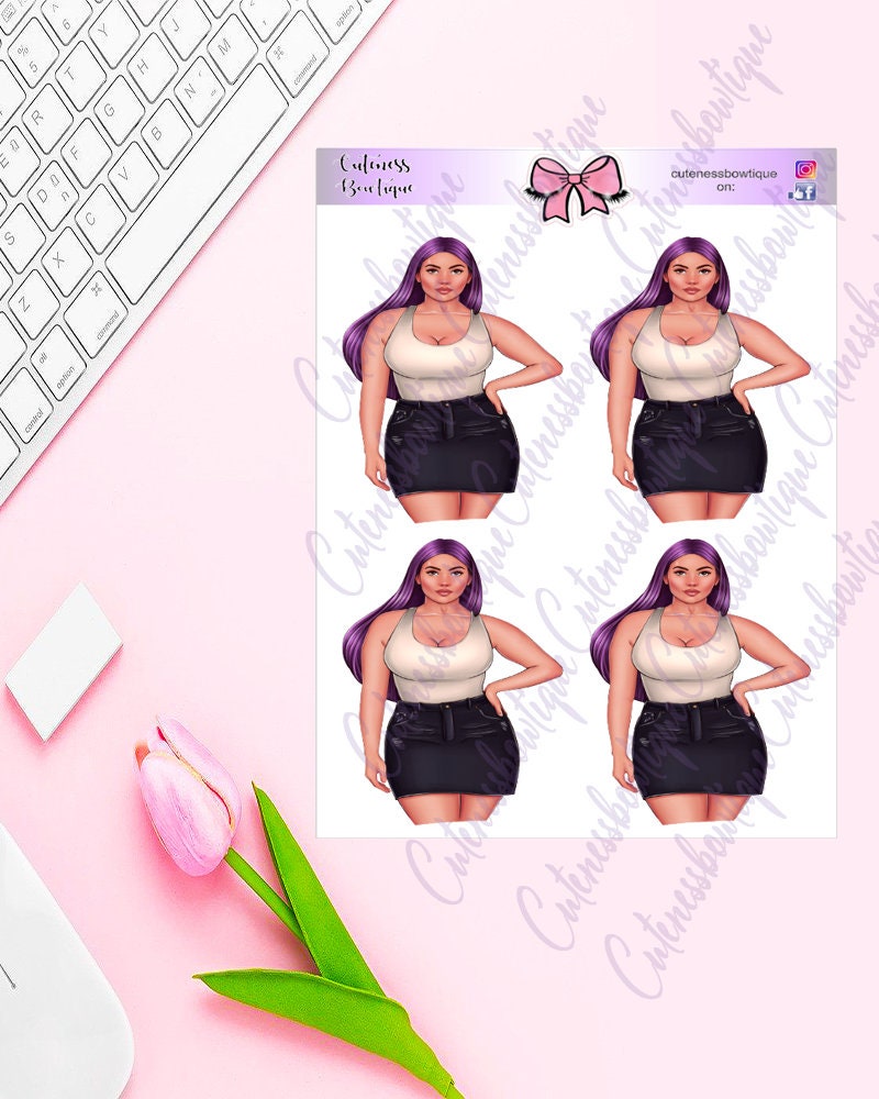 The Cuteness Doll Collection Sticker Sheet | Cuteness Planner Stickers for Agendas, Planners, Notebooks, Dividers | HEATHER SKIRT