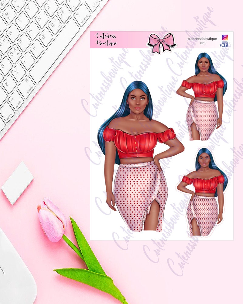 The Cuteness Doll Collection Sticker Sheet | Cuteness Planner Stickers for Agendas, Planners, Notebooks, Dividers | Terell Blue