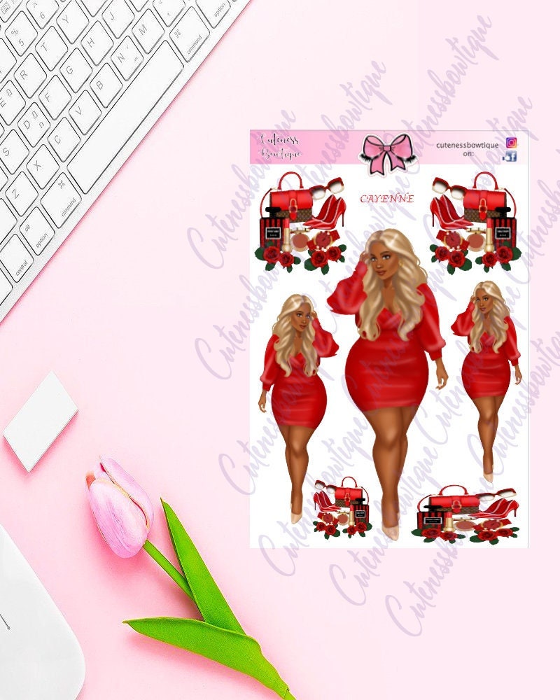 The Cuteness Doll Collection Sticker Sheet | Cuteness Planner Stickers for Agendas, Planners, Notebooks, Dividers | CAYENNE