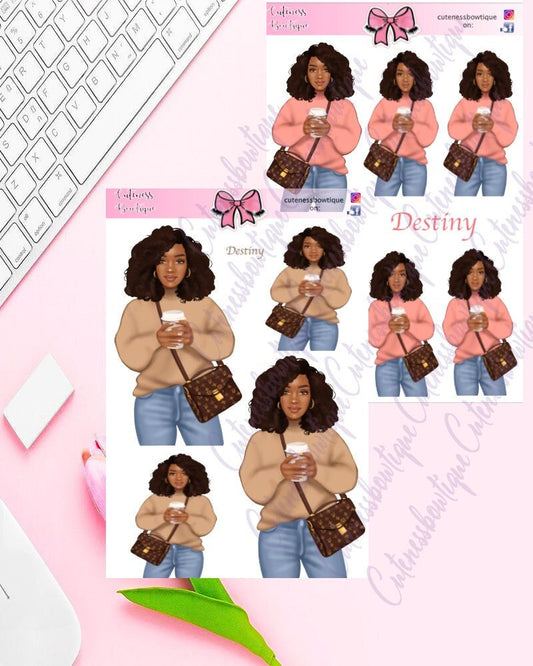 The Cuteness Doll Collection Sticker Sheet | Cuteness Planner Stickers for Agendas, Planners, Notebooks, Dividers | Destiny