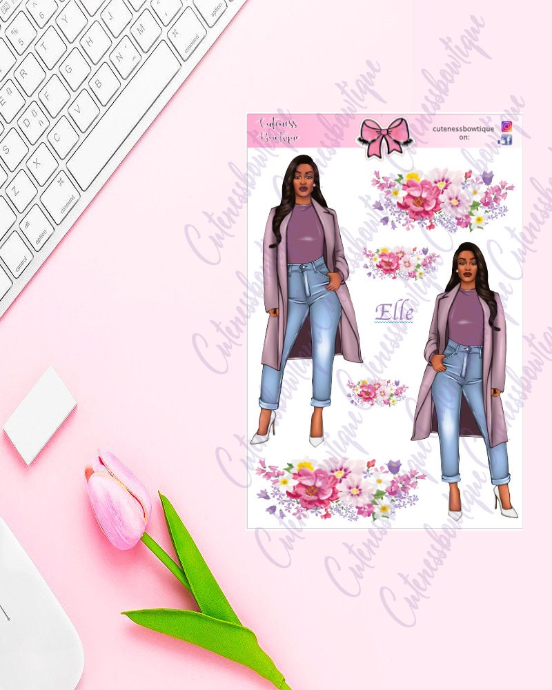 The Cuteness Doll Collection Sticker Sheet | Cuteness Planner Stickers for Agendas, Planners, Notebooks, Dividers | ELLE