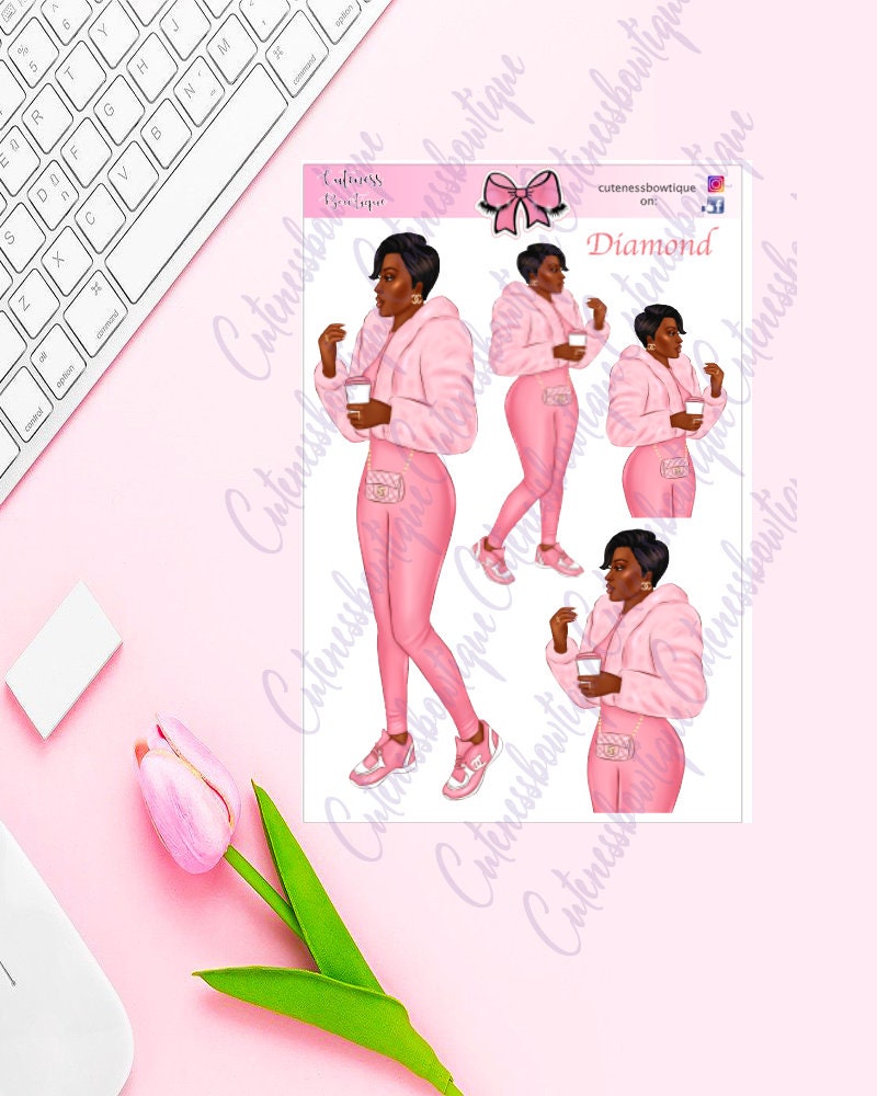 The Cuteness Doll Collection Sticker Sheet | Cuteness Planner Stickers for Agendas, Planners, Notebooks, Dividers | DIAMOND