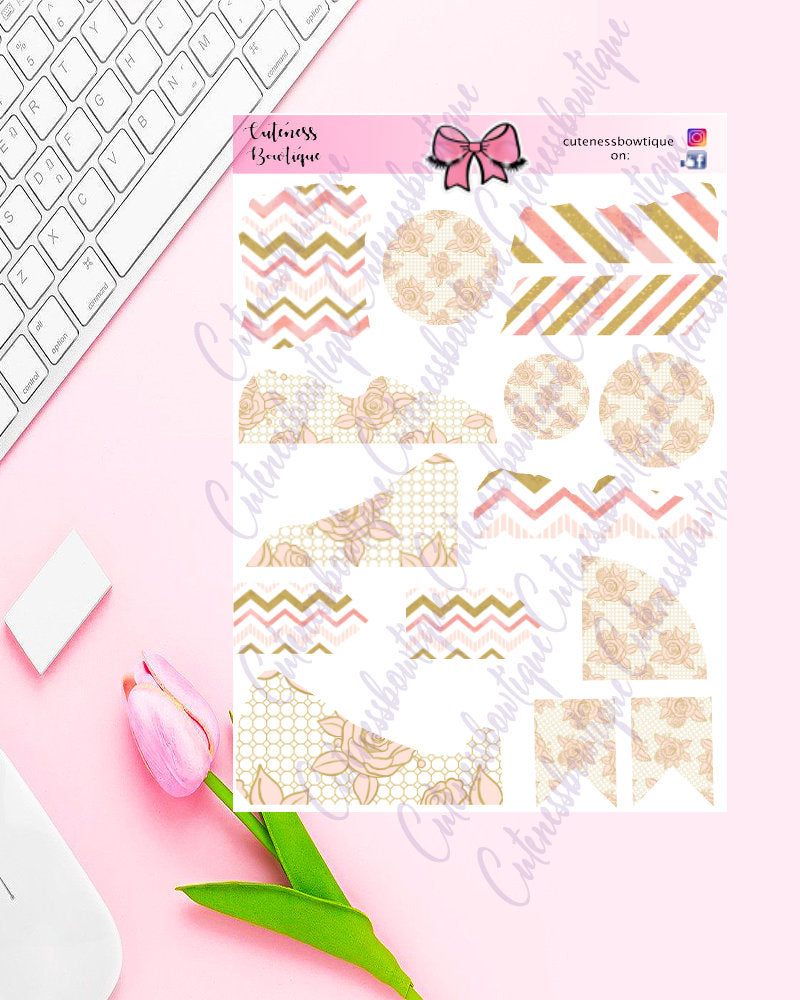 The Deco Elements Collection Sticker Sheet | Cuteness Planner Stickers for Agendas, Planners, Notebooks, Dividers | DECORATIVE ELEMENTS