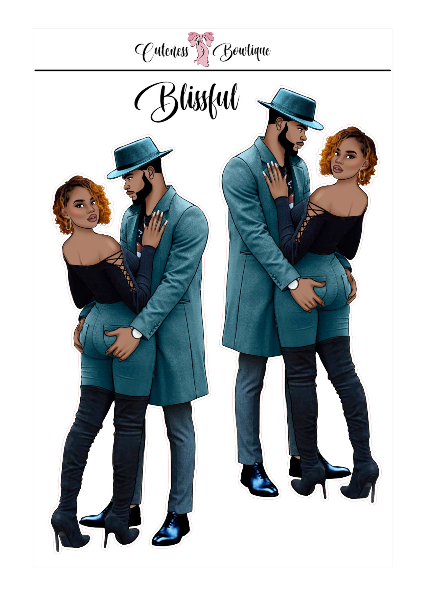 The  CUSTOM Cuteness Doll Collection Sticker Sheet | Cuteness Planner Stickers for Agendas, Planners, Notebooks, Dividers | DANNY, BLISSFUL, KIRK, NAOMI, NOELLE, XENA, TUCKER, NOVA