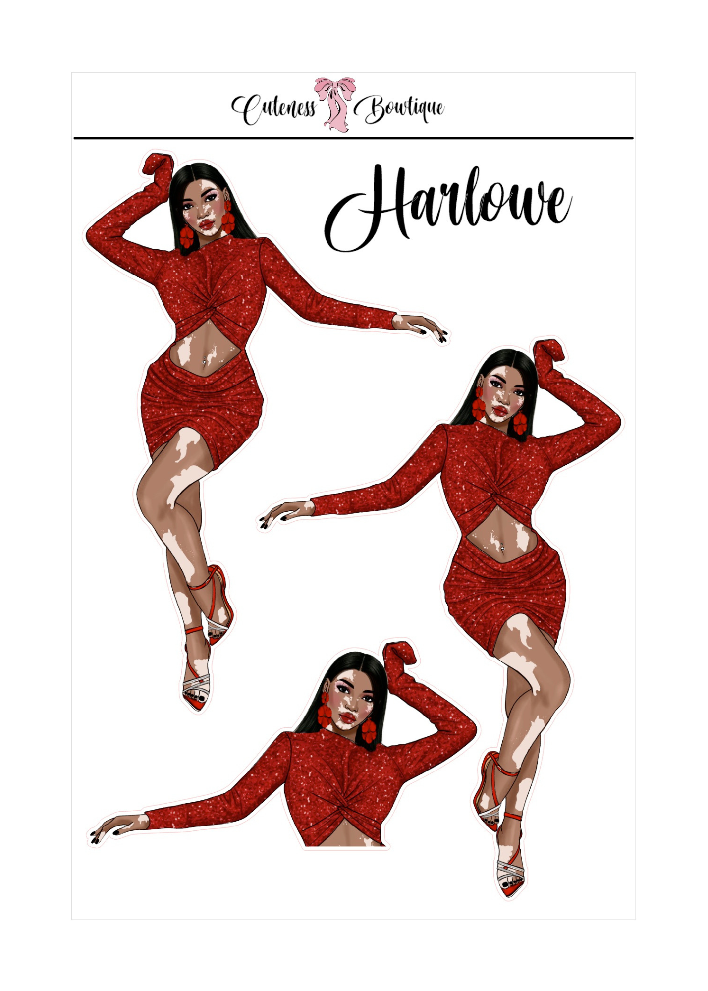 The  CUSTOM Cuteness Doll Collection Sticker Sheet | Cuteness Planner Stickers for Agendas, Planners, Notebooks, Dividers | SAVAGE CUTIES