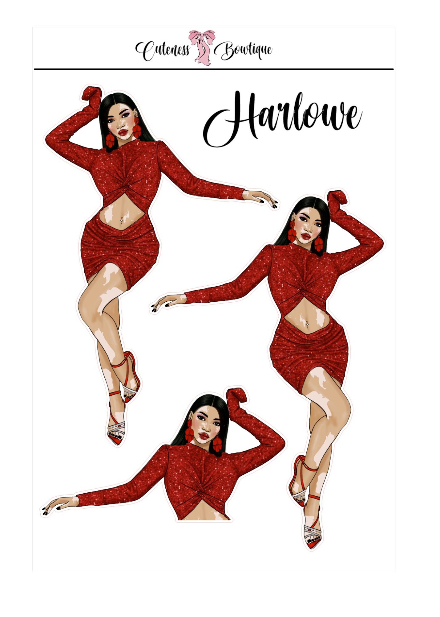 The  CUSTOM Cuteness Doll Collection Sticker Sheet | Cuteness Planner Stickers for Agendas, Planners, Notebooks, Dividers | SAVAGE CUTIES