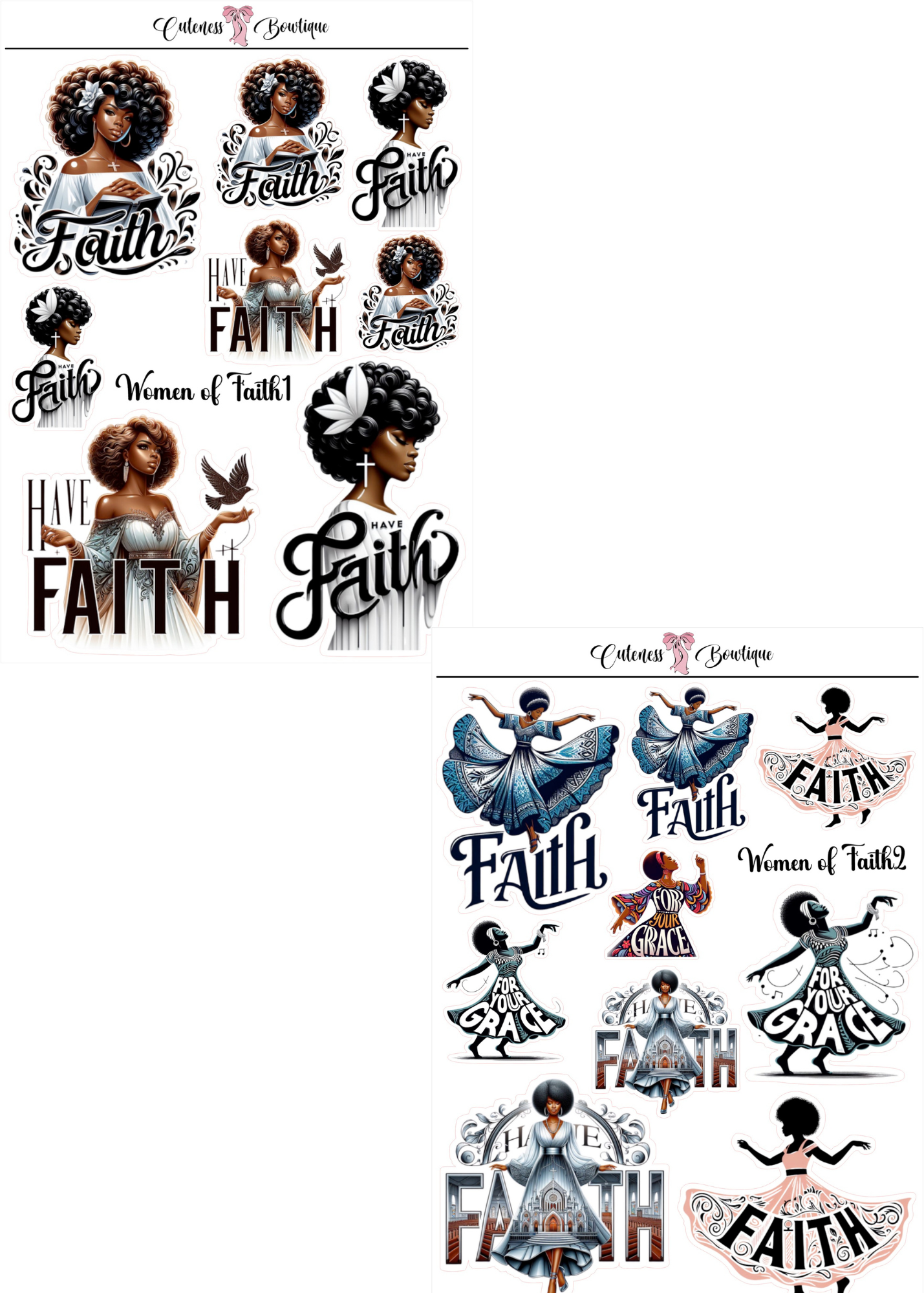The Cuteness Journaling  Sticker Sheet | Cuteness Planner Stickers for Agendas, Planners, Notebooks, Dividers | WOMEN OF FAITH