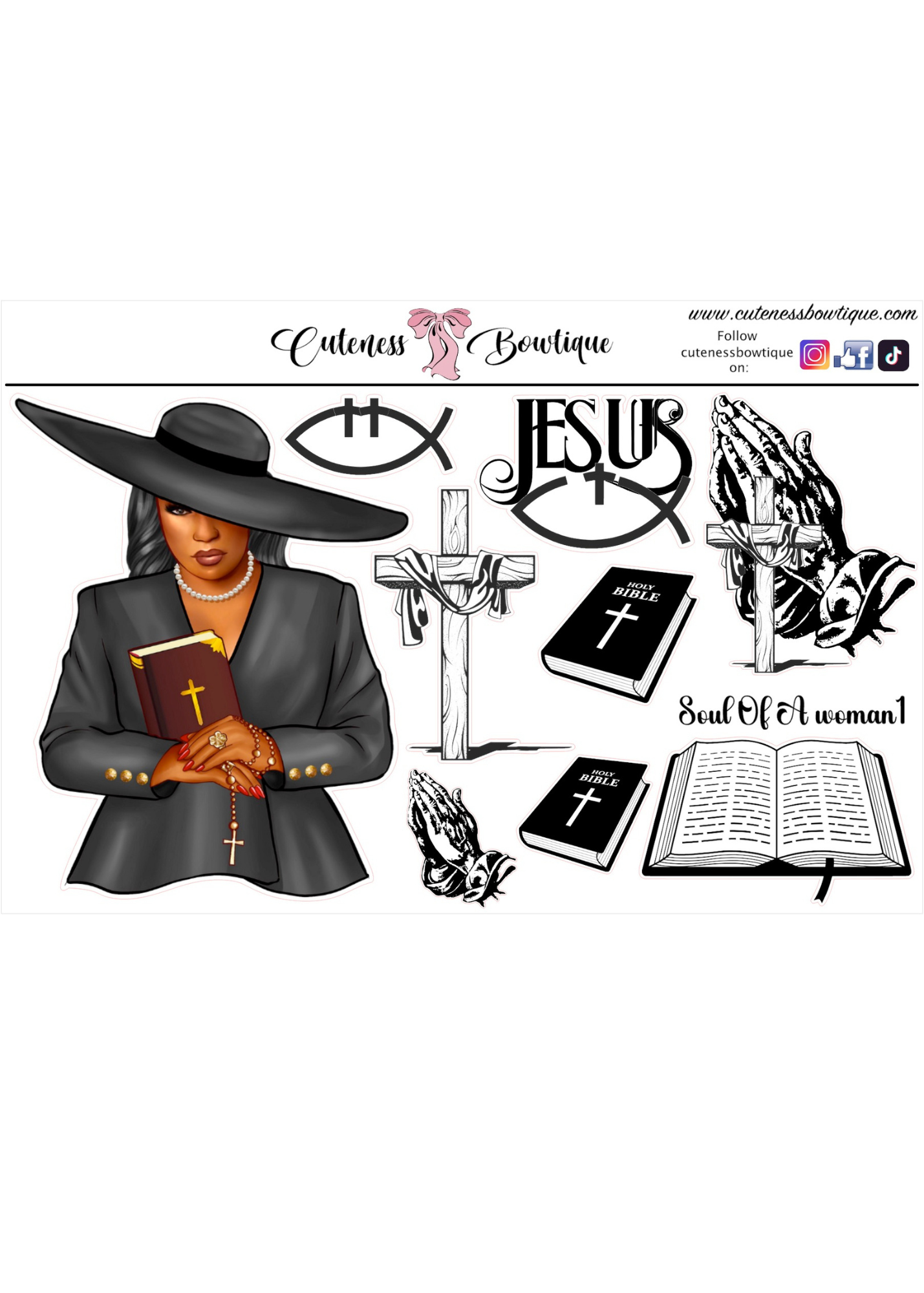 The WAR BINDER Collection Sticker Sheet | Cuteness Planner Stickers for Agendas, Planners, Notebooks, Dividers | SOUL OF A WOMAN 1~3