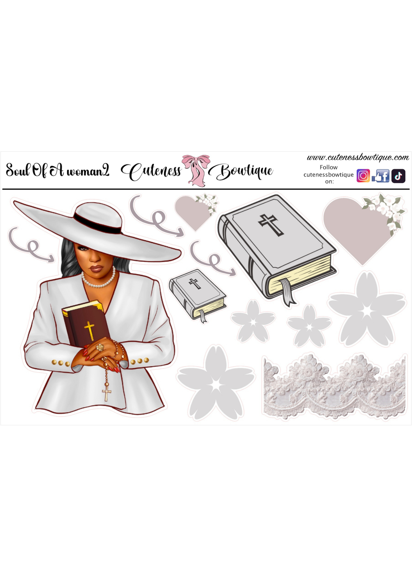 The WAR BINDER Collection Sticker Sheet | Cuteness Planner Stickers for Agendas, Planners, Notebooks, Dividers | SOUL OF A WOMAN 1~3