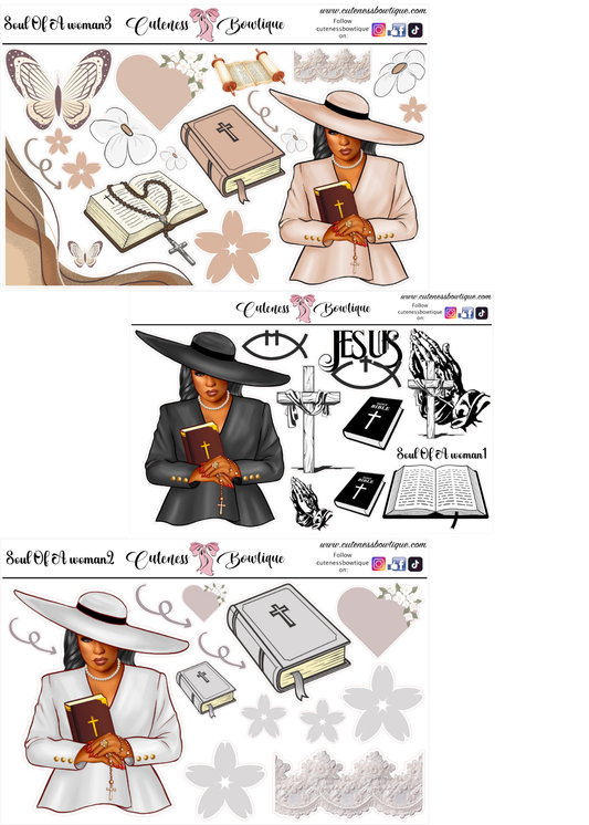 The WAR BINDER Collection Sticker Sheet | Cuteness Planner Stickers for Agendas, Planners, Notebooks, Dividers | SOUL OF A WOMAN 1~3