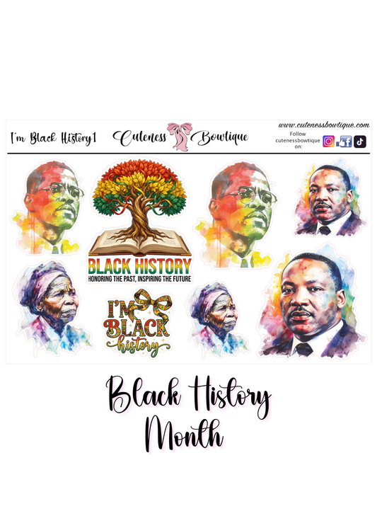 The Cuteness Journaling  Sticker Sheet | Cuteness Planner Stickers for Agendas, Planners, Notebooks, Dividers | BLACK HISTORY MONTH 2026