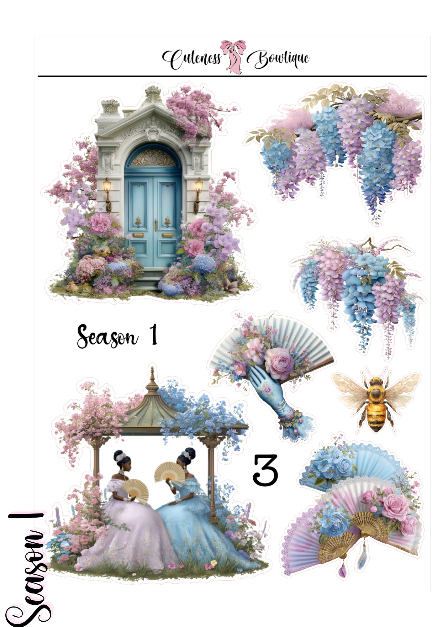 The Cuteness Journaling  Sticker Sheet | Cuteness Planner Stickers for Agendas, Planners, Notebooks, Dividers | BRIGERTON SEASON 1