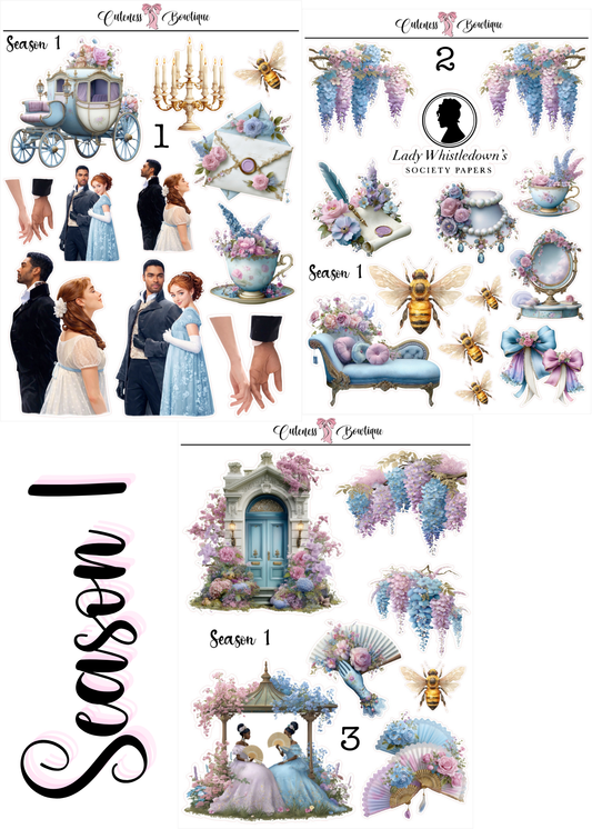 The Cuteness Journaling  Sticker Sheet | Cuteness Planner Stickers for Agendas, Planners, Notebooks, Dividers | BRIGERTON SEASON 1