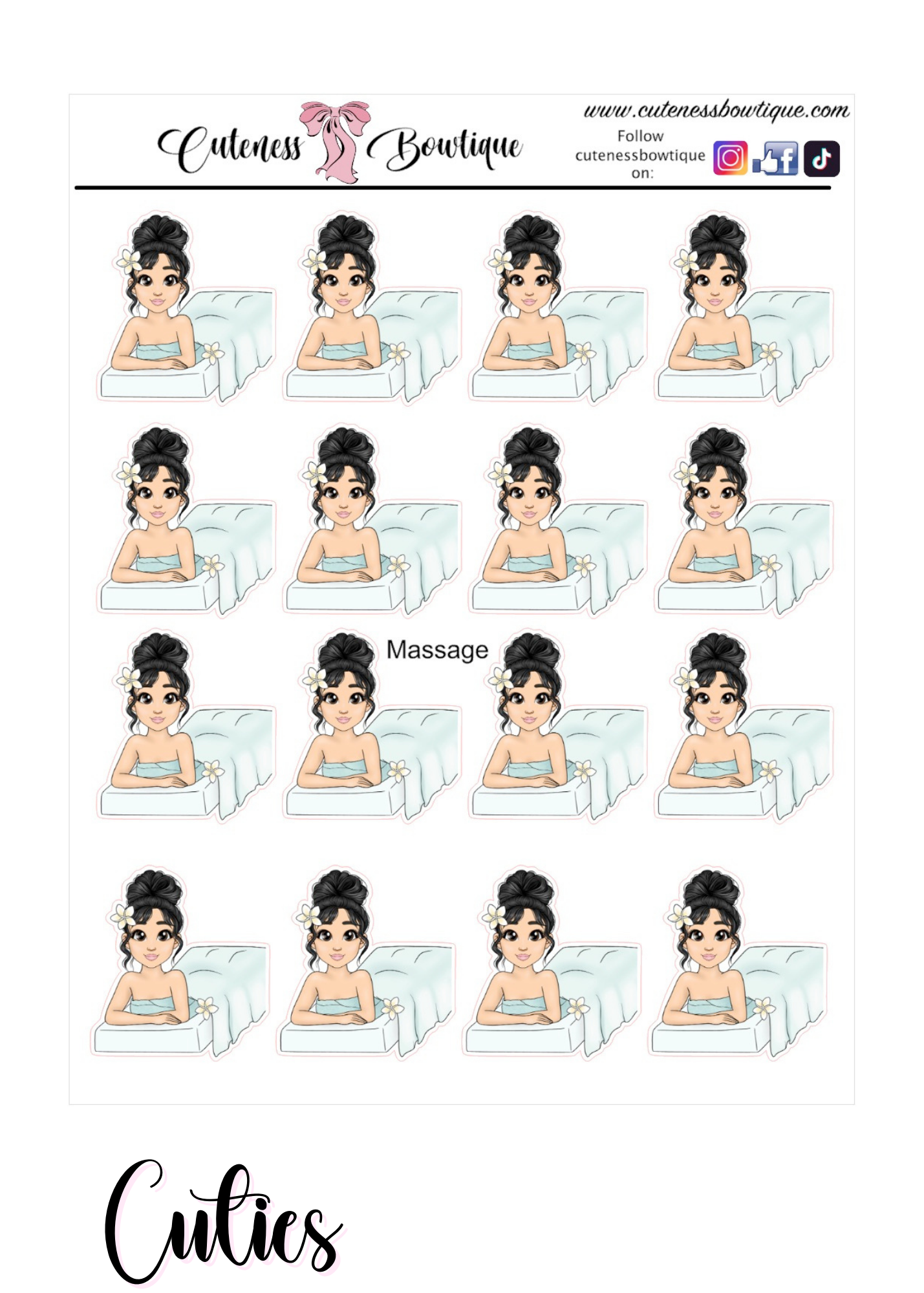 The Cutie Line Icon Sticker Sheet | Cuteness Planner Stickers for Agendas, Planners, Notebooks, Dividers | CUTIES