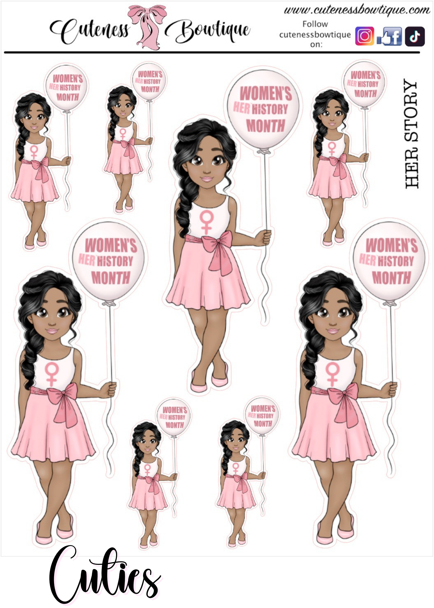 The Cutie Line Icon Sticker Sheet | Cuteness Planner Stickers for Agendas, Planners, Notebooks, Dividers | CUTIES