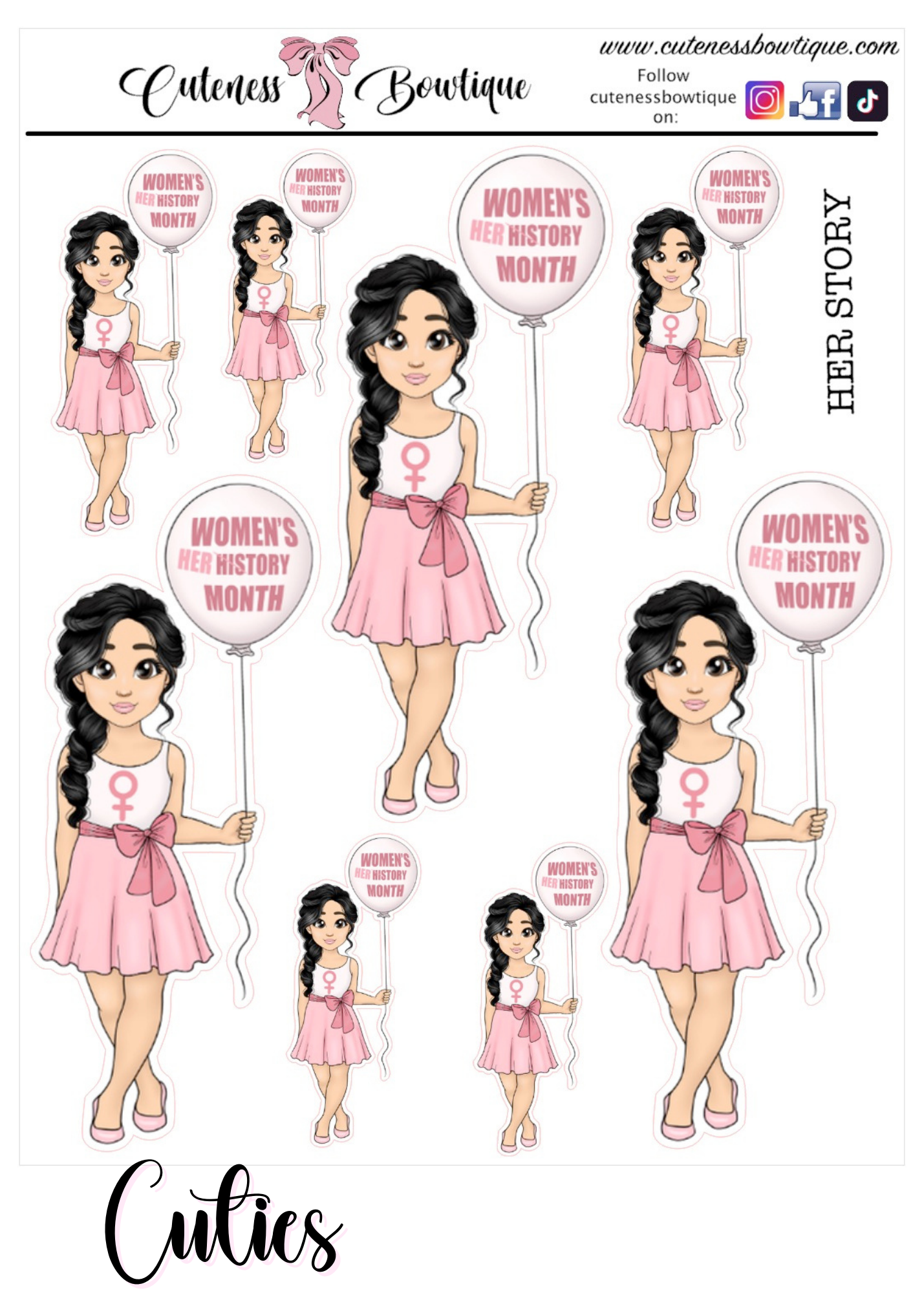 The Cutie Line Icon Sticker Sheet | Cuteness Planner Stickers for Agendas, Planners, Notebooks, Dividers | CUTIES