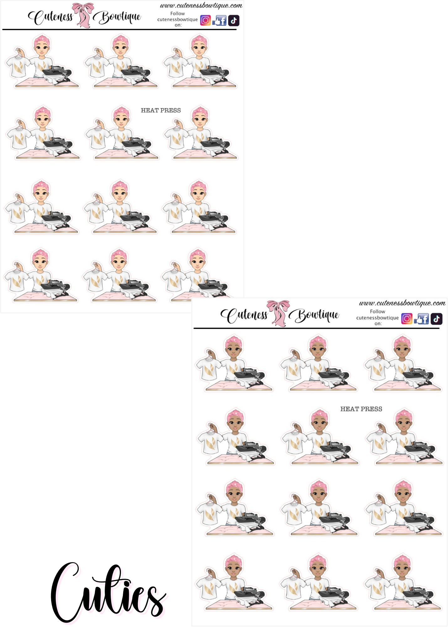 The Cutie Line Icon Sticker Sheet | Cuteness Planner Stickers for Agendas, Planners, Notebooks, Dividers | CUTIES