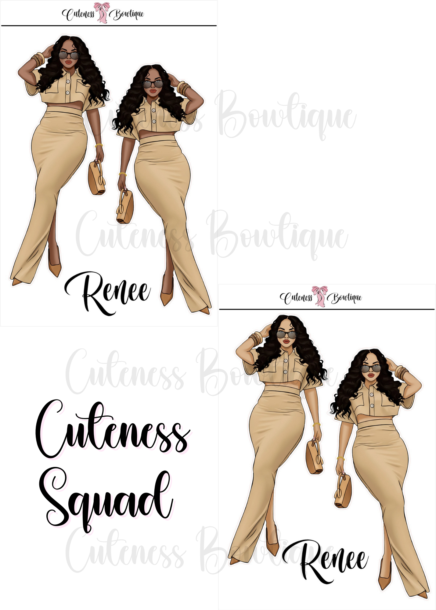 The  CUSTOM Cuteness Doll Collection Sticker Sheet | Cuteness Planner Stickers for Agendas, Planners, Notebooks, Dividers | SPRING INTO CUTENESS PART 2