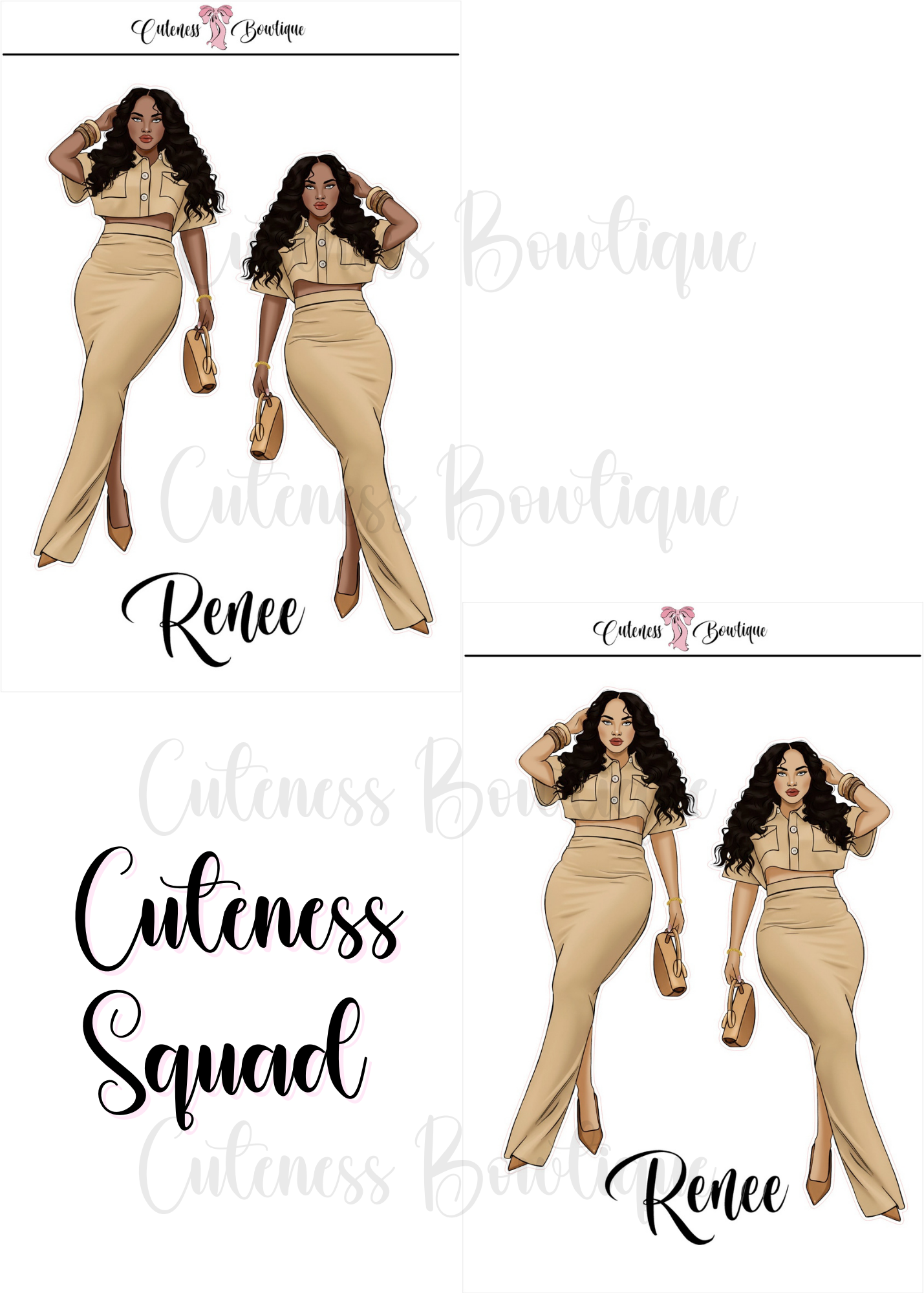 The  CUSTOM Cuteness Doll Collection Sticker Sheet | Cuteness Planner Stickers for Agendas, Planners, Notebooks, Dividers | SPRING INTO CUTENESS PART 2