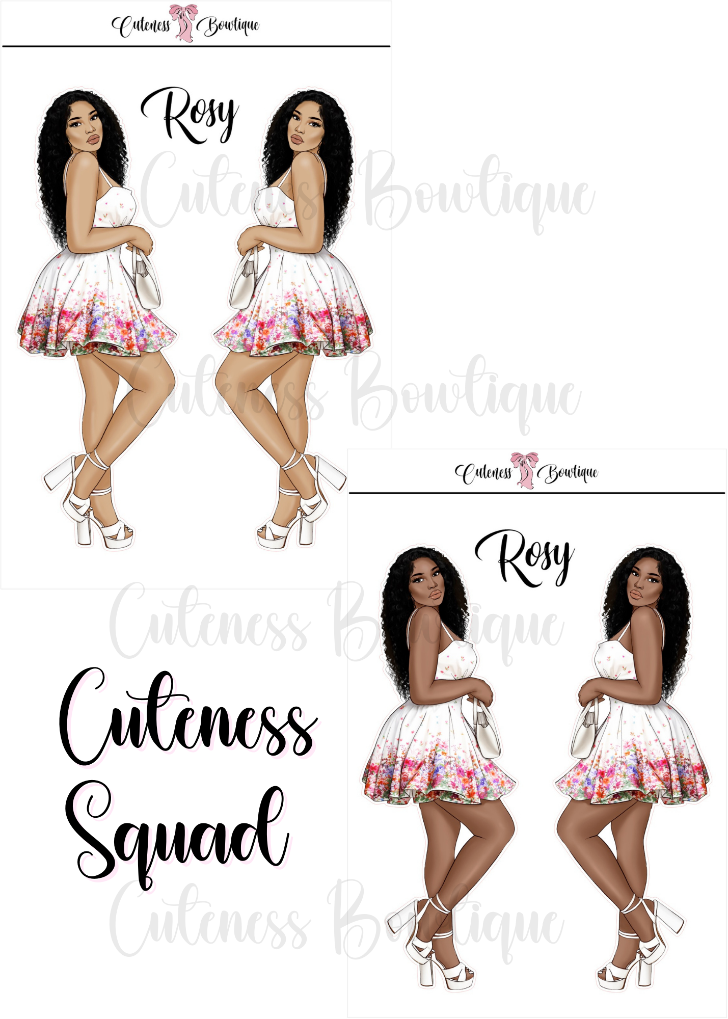 The  CUSTOM Cuteness Doll Collection Sticker Sheet | Cuteness Planner Stickers for Agendas, Planners, Notebooks, Dividers | SPRING INTO CUTENESS PART 2