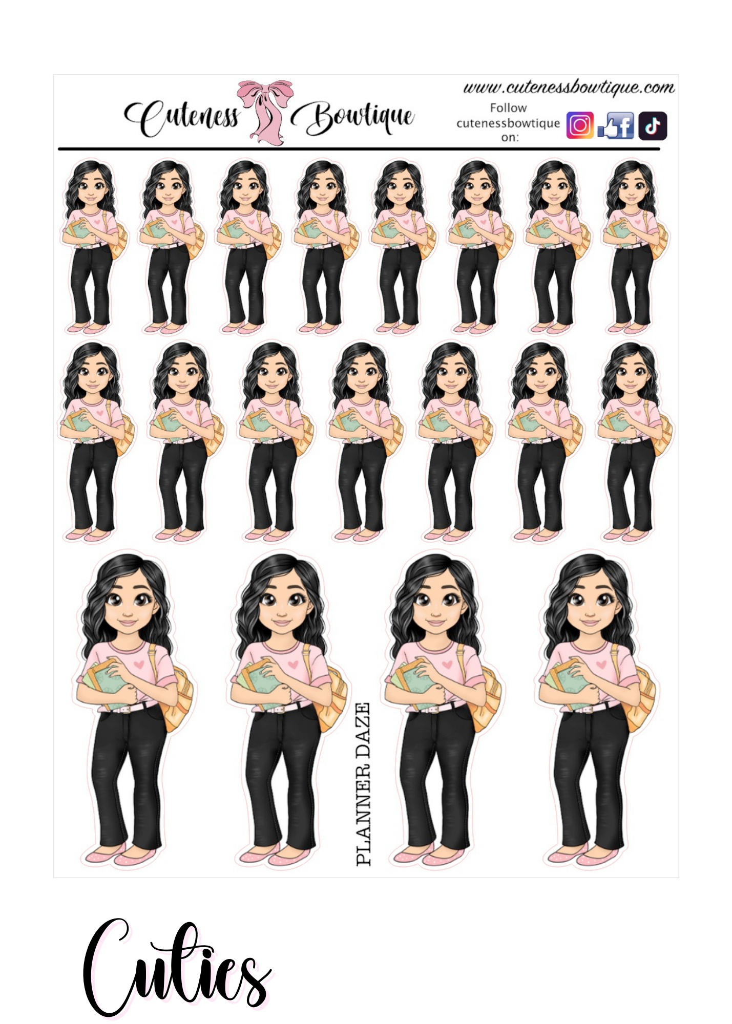 The Cutie Line Icon Sticker Sheet | Cuteness Planner Stickers for Agendas, Planners, Notebooks, Dividers | CUTIES
