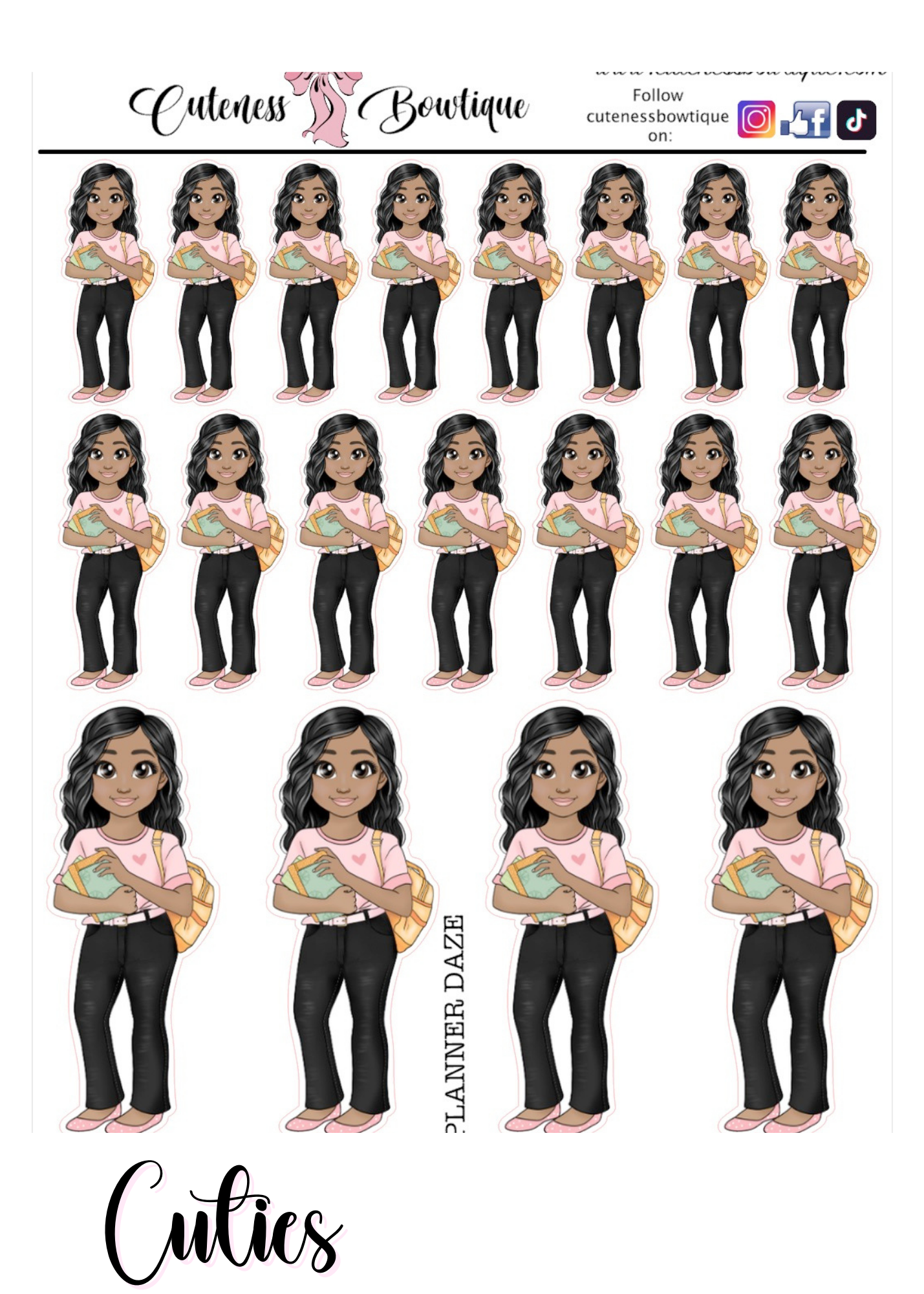 The Cutie Line Icon Sticker Sheet | Cuteness Planner Stickers for Agendas, Planners, Notebooks, Dividers | CUTIES