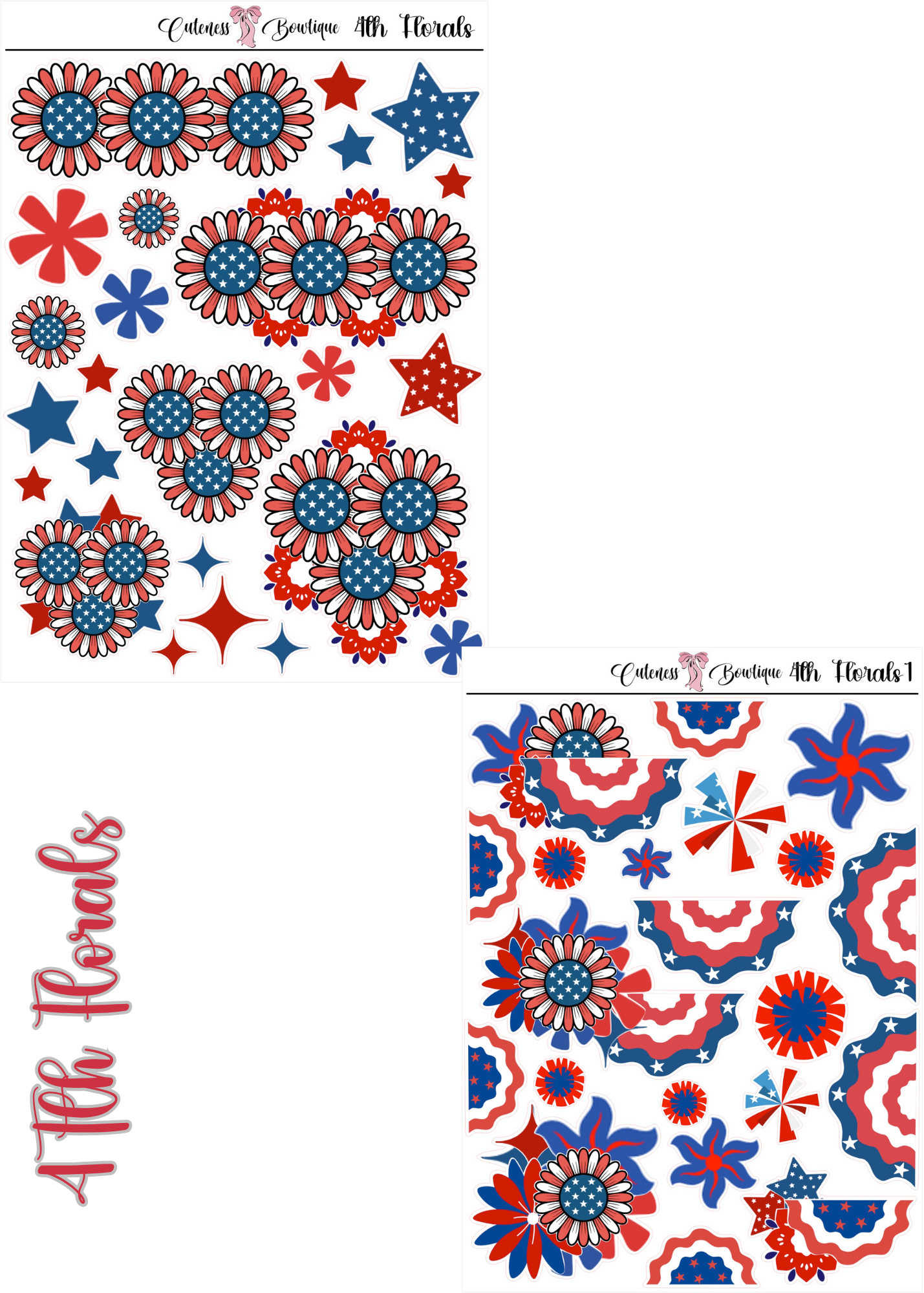 The Cuteness Journaling  Sticker Sheet | Cuteness Planner Stickers for Agendas, Planners, Notebooks, Dividers | 4th of July 2026
