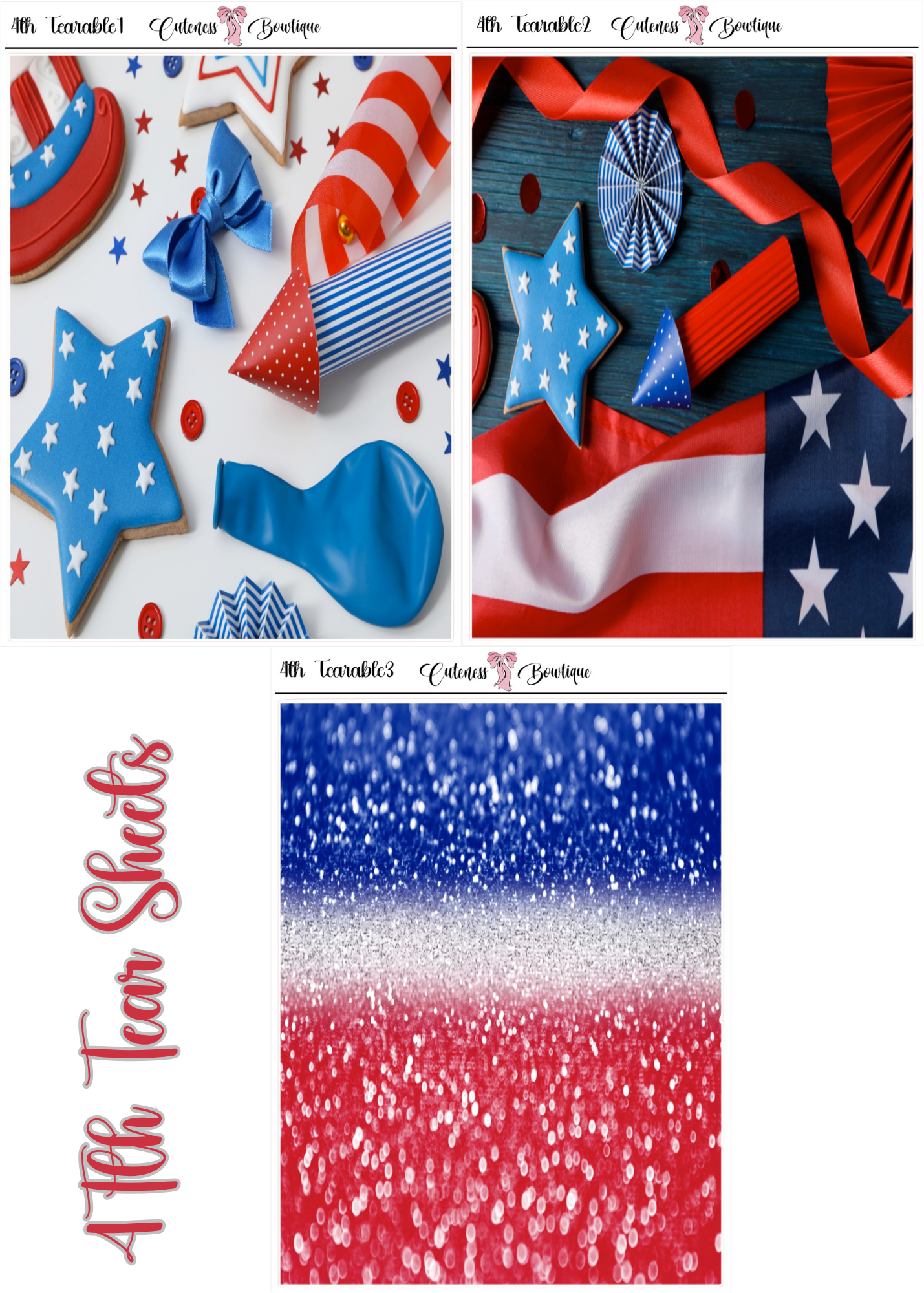 The Cuteness Journaling  Sticker Sheet | Cuteness Planner Stickers for Agendas, Planners, Notebooks, Dividers | 4th of July 2026