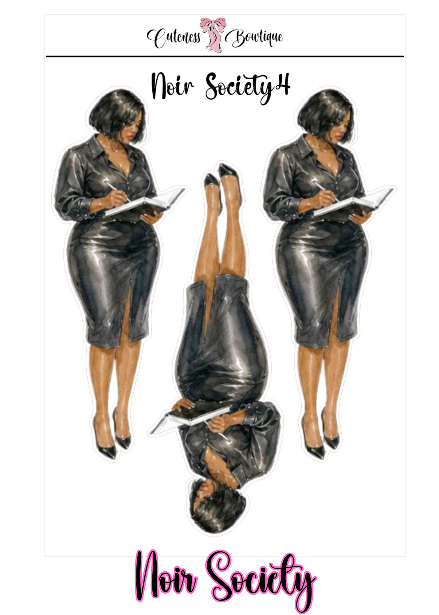 The Curvy Cutie Doll Collection Sticker Sheet | Cuteness Planner Stickers for Agendas, Planners, Notebooks, Dividers | NOIR SOCIETY