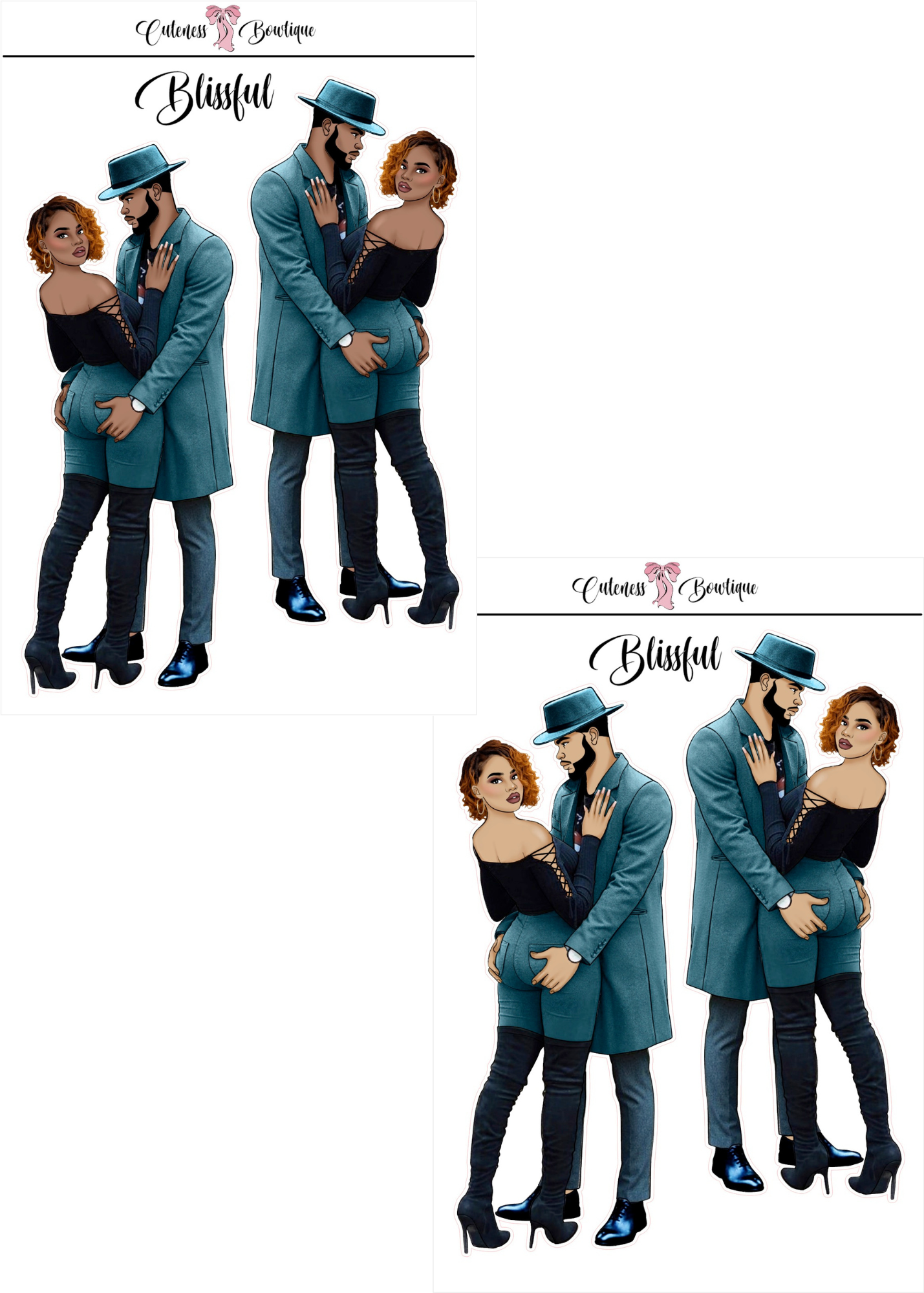 The  CUSTOM Cuteness Doll Collection Sticker Sheet | Cuteness Planner Stickers for Agendas, Planners, Notebooks, Dividers | DANNY, BLISSFUL, KIRK, NAOMI, NOELLE, XENA, TUCKER, NOVA