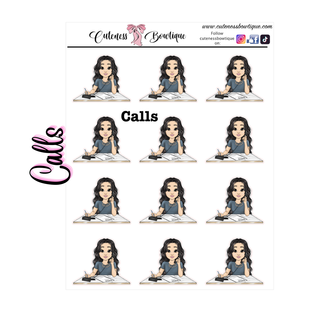 The Cutie Line Icon Sticker Sheet | Cuteness Planner Stickers for Agendas, Planners, Notebooks, Dividers | CUTIE PIE CALLS