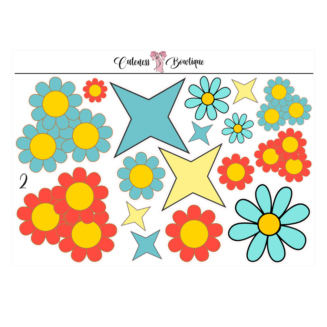 The Deco Elements Collection Sticker Sheet | Cuteness Planner Stickers for Agendas, Planners, Notebooks, Dividers | CLASSIC CUTENESS 90's Edition DECORATIVE ELEMENTS
