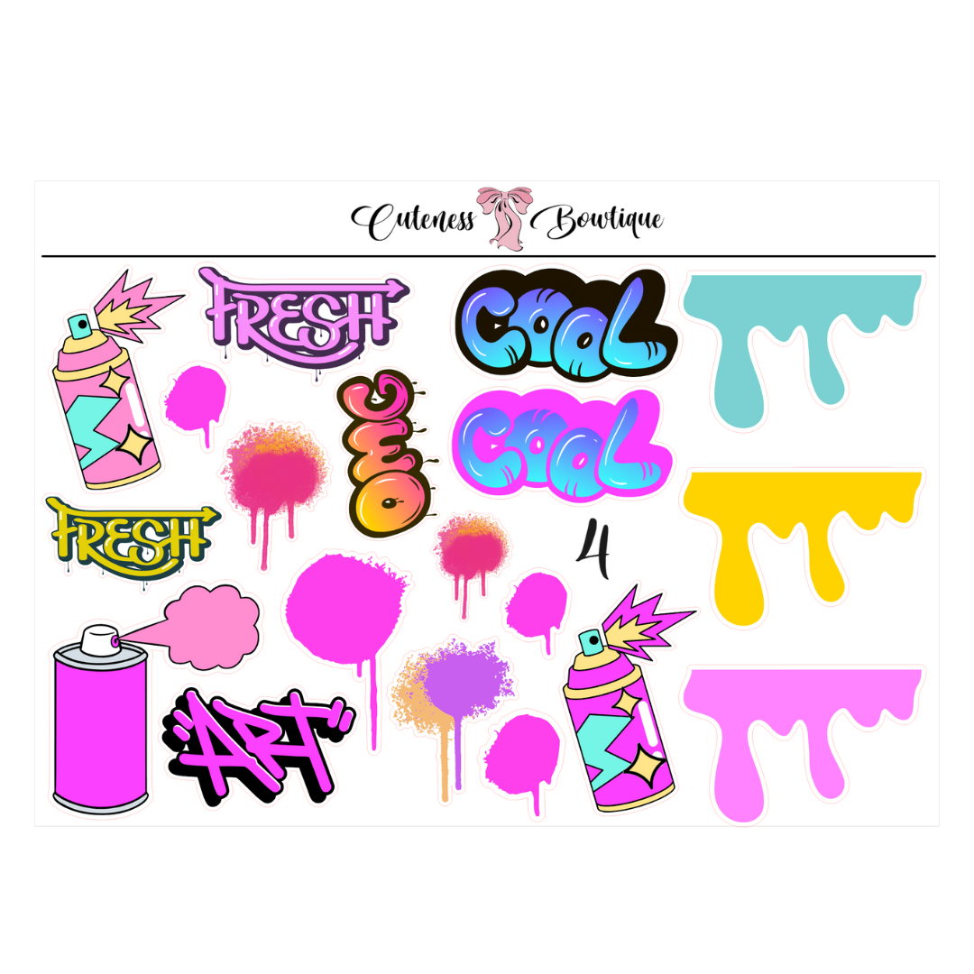 The Deco Elements Collection Sticker Sheet | Cuteness Planner Stickers for Agendas, Planners, Notebooks, Dividers | CLASSIC CUTENESS 90's Edition DECORATIVE ELEMENTS